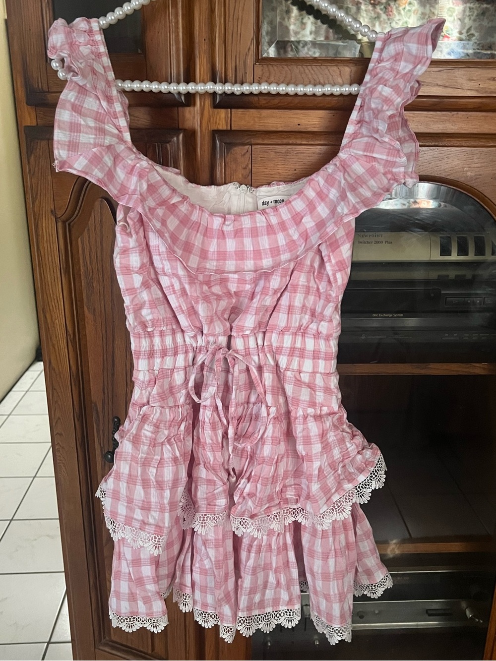 Pink Gingham Ruffle Tiered Sundress With Built in Shorts